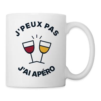 Ich kann nicht, ich habe einen Aperitif – humorvolles T-Shirt - Tasse - Weiß - Rechts