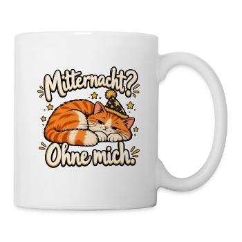 Silvesterkatze – Mitternacht? Ohne mich. - Tasse - Weiß - Rechts