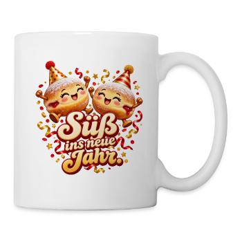 Berliner zu Silvester – Süß ins neue Jahr - Tasse - Weiß - Rechts