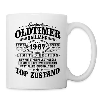 Oldtimer Baujahr 1967 Jahrgang Geburtstag Geschenk - Tasse - Weiß - Rechts