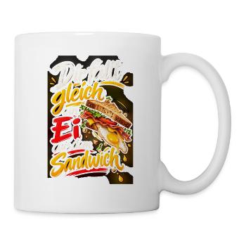 Ei fällt gleich aus dem Sandwich - Tasse - Weiß - Rechts