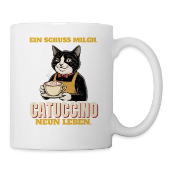 Catuccino: ein Schuss Milch, neun Leben - Tasse - Weiß - Rechts