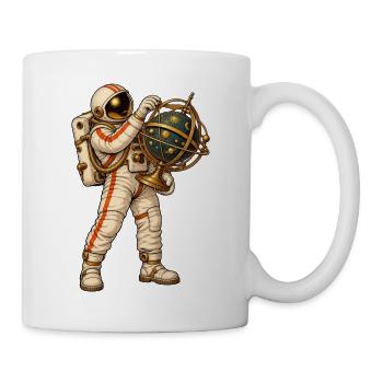 Astronaut mit goldener Himmelskugel - Tasse - Weiß - Rechts