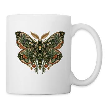 Botanischer Nachtfalter mit Mondphasen und Blumen - Tasse - Weiß - Rechts