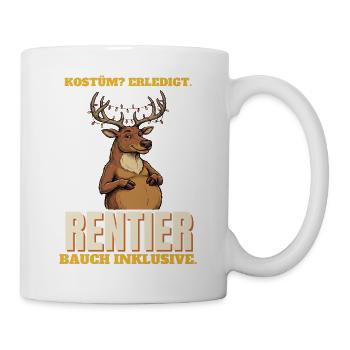Kostüm? Erledigt. Rentier, Bauch inklusive - Tasse - Weiß - Rechts