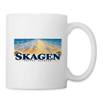 Skagen – Grenen und zwei Meere in Farbe - Tasse - Weiß - Rechts