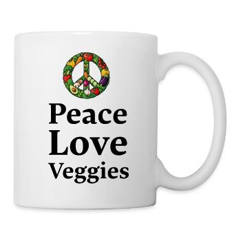Peace Love Veggies – Vegan Vegetarisch Gemüse - Tasse - Weiß - Rechts