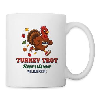 Turkey Trot Survivor – Thanksgiving Lauf-Truthahn - Tasse - Weiß - Rechts