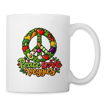 Peace Love Veggies – Vegan Vegetarisch Kochkunst - Tasse - Weiß - Rechts