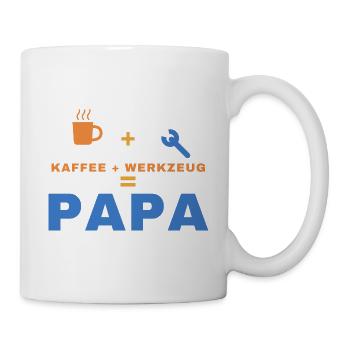 Kaffee + Werkzeug = Papa – Geschenk für Papa - Tasse - Weiß - Rechts