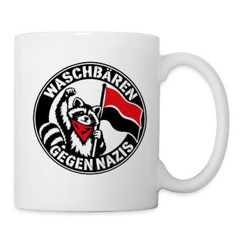 Waschbären gegen Nazis - Antifaschistische Aktion - Tasse - Weiß - Rechts