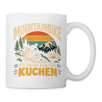 Mountainbike Kuchen Spruch - Tasse - Weiß - Rechts