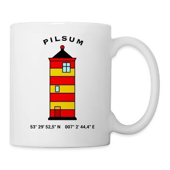 Leuchtturm Pilsum Krummhörn - Insel Nordsee Meer - Tasse - Weiß - Rechts