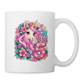 Ich Bin 5 Einhorn 5. Geburtstag Mädchen - Tasse - Weiß - Rechts