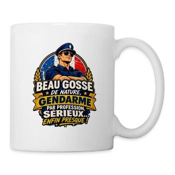 Gutaussehender Kerl und von Beruf Gendarm - Tasse - Weiß - Rechts