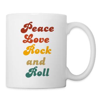 Peace Love Rock and Roll - Tasse - Weiß - Rechts