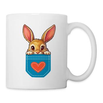 Hase in einer Tasche mit Herz - Tasse - Weiß - Rechts