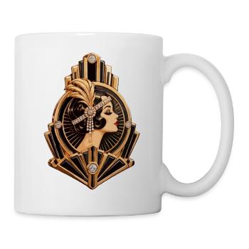 Goldene Art Déco Schwarze Dame - Tasse - Weiß - Rechts