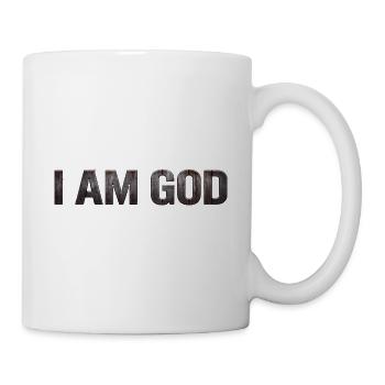 I AM GOD – Rustikale Metalltypografie - Tasse - Weiß - Rechts