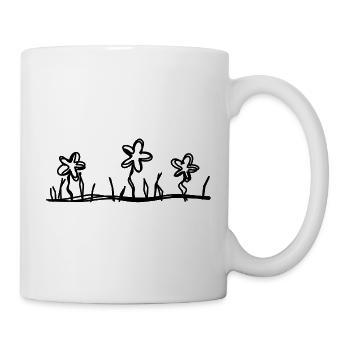 Blumenwiese handgezeichnet - Tasse - Weiß - Rechts