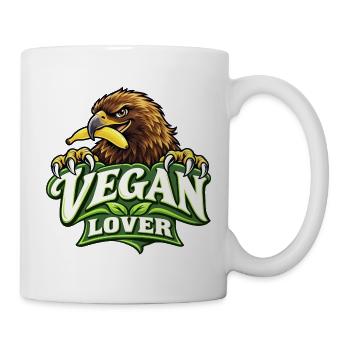 Vegan Lover – Lustiger Steinadler mit Banane - Tasse - Weiß - Rechts