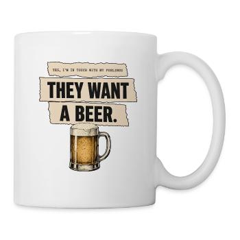 Bier und Männer-Gefühle – Witziges Motiv - Tasse - Weiß - Rechts