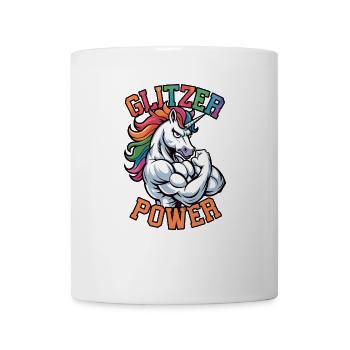 Glitzer Power Einhorn - Tasse - Weiß - Vorne
