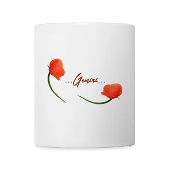 Zwillinge Mohn Klatschmohn Sternzeichen Zwillinge - Tasse - Weiß - Vorne