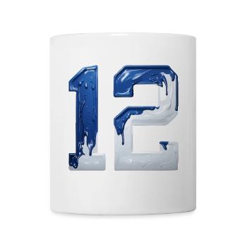 NON. 12 NUMÉRO 12 BLEU BLANC 12E ANNIVERSAIRE - Mug blanc - blanc - Devant