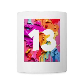 NR. 13 NUMMER 13 BUNT 13. GEBURTSTAG - Tasse - Weiß - Vorne