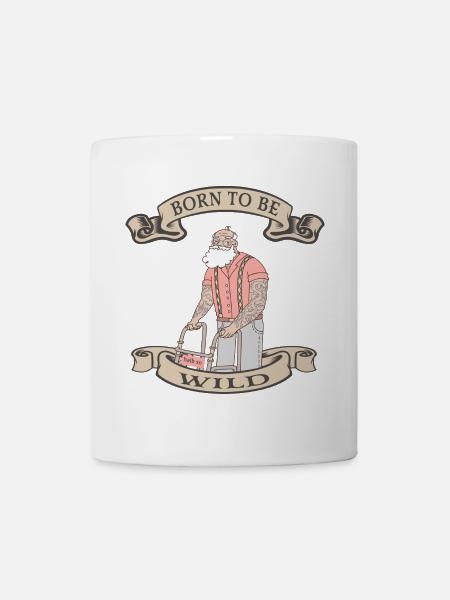 Aktiver Senior mit Rollator - Tasse - Weiß