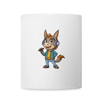 Esel Lustige Cartoon Figur Kopfhörer Musik - Tasse - Weiß - Vorne