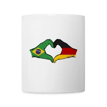 Brasilien Deutschland Flagge Haende Herzform - Tasse - Weiß - Vorne