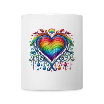 Coeur arc-en-ciel - Mug blanc - blanc - Devant