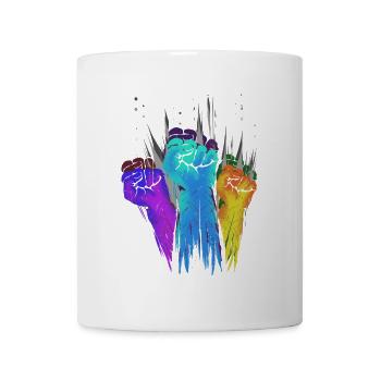 Bunte geballte Fäuste erhoben - Tasse - Weiß - Vorne
