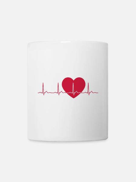 Ligne ECG du battement cardiaque Vecteur d’ondes d’impulsion médicale - Mug blanc - blanc