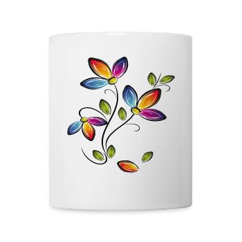 Blumenranke, Flowers - Tasse - Weiß - Vorne