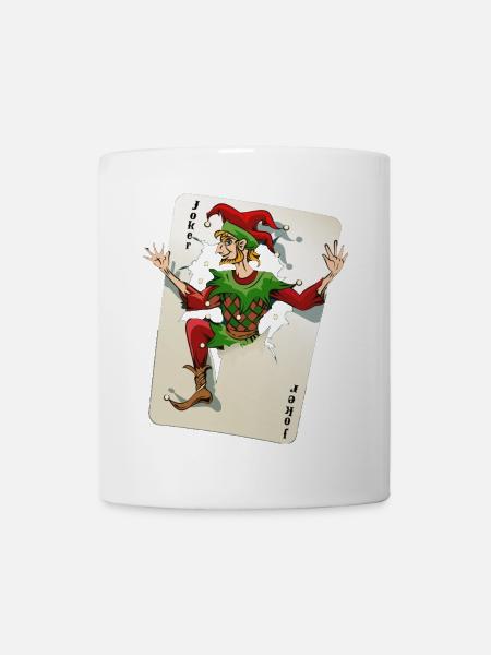 Joker Spielkarte Clown Motiv | Poker Kartenspiel - Tasse - Weiß
