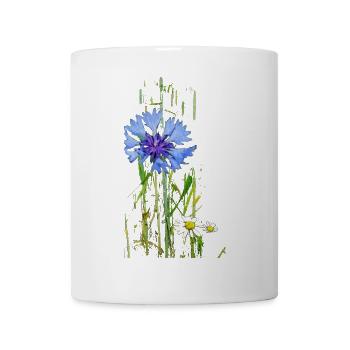 Kornblumen und Gänseblümchen Muster - Tasse - Weiß - Vorne