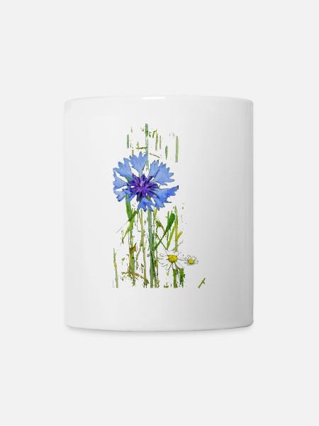 Kornblumen und Gänseblümchen Muster - Tasse - Weiß