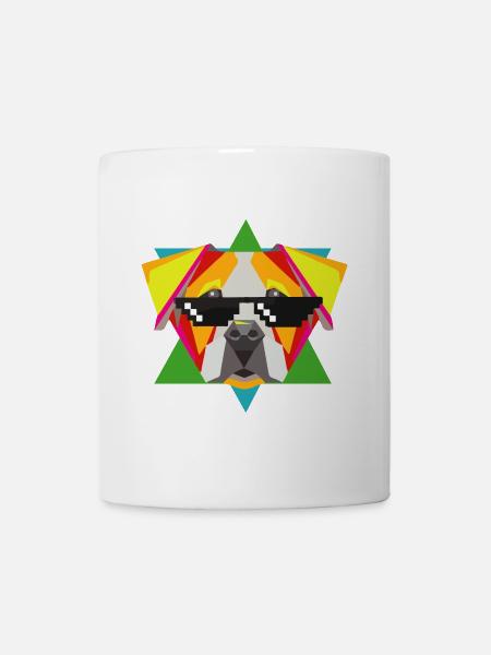 Selbstbewusste Bulldogge Sonnenbrille - Tasse - Weiß