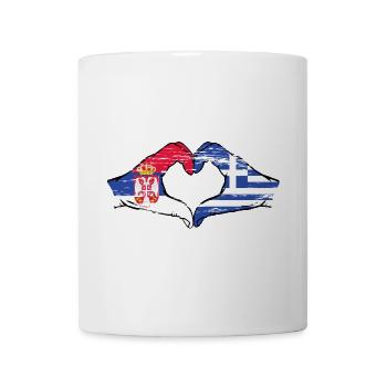 Serbien Griechenland Flagge Hände Herzform used - Tasse - Weiß - Vorne