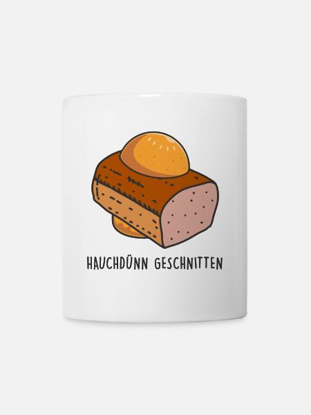Leberkäse Semmel - Brot - Hauchdünn geschnitten - Tasse - Weiß