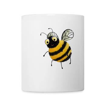 Flauschige Comic Biene mit Kulleraugen - Tasse - Weiß - Vorne