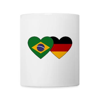 Brasilien Deutschland Flagge Herz - Tasse - Weiß - Vorne