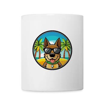 Deutsche Bracke Hunderasse Cartoon Sonnenbrille Strand - Tasse - Weiß - Vorne