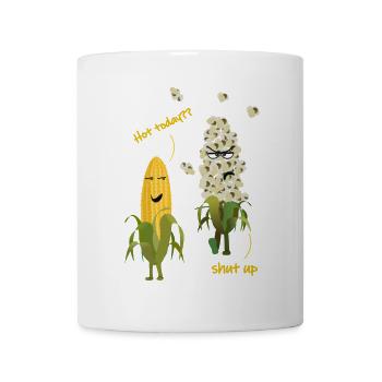 Mais Popcorn Heiß Wetter Sommer - Tasse - Weiß - Vorne