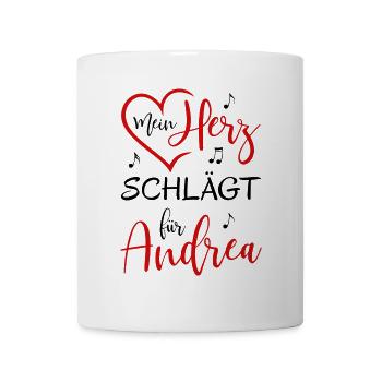 Mein Herz schlägt für Andrea - Tasse - Weiß - Vorne