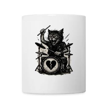 Katzen-Drummer mit gebrochenem Herz - Tasse - Weiß - Vorne