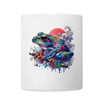 Bunter japanischer Frosch mit Sonnenuntergang - Tasse - Weiß - Vorne
